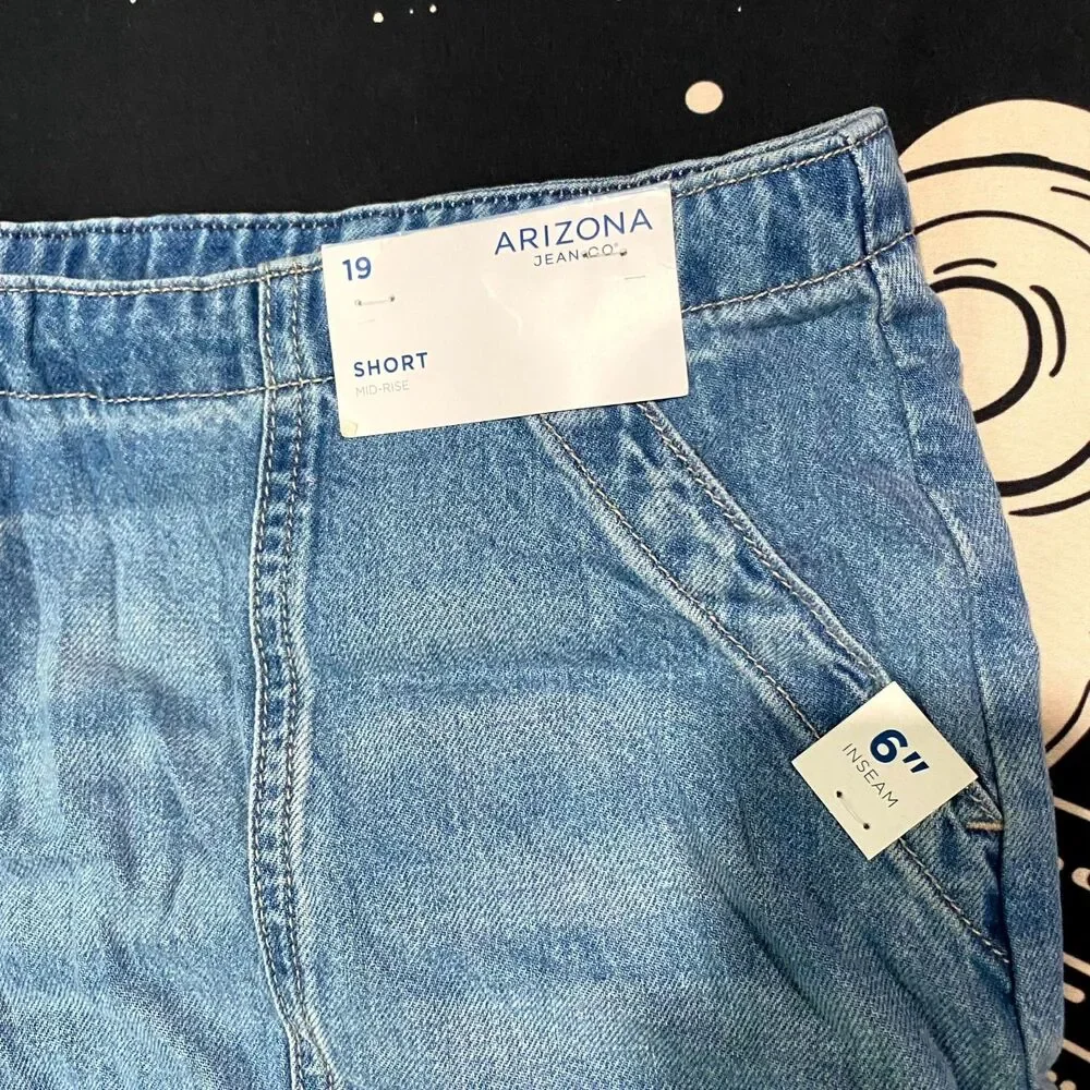 Arizona Cargo Short Women's 19 Blue Cotton Denim Faded Workwear Utility Summer